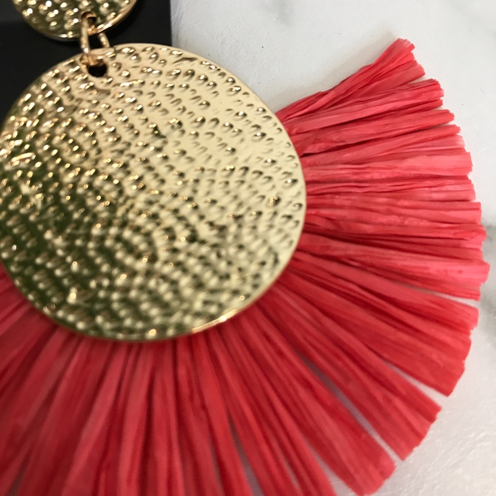 ‼️ Paper Fan Style Earrings Boho Chic Fashion Ear - Picture 6 of 8